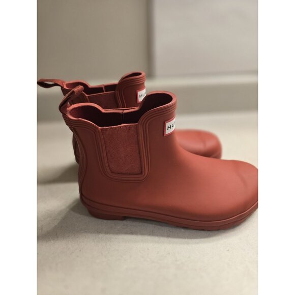 ⚡️Hunter Women Boots Short Ankle Boots Hunter - Play Red Rain Boots Sz 8 - Picture 1 of 6